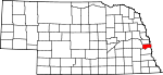 Map of Nebraska highlighting Sarpy County